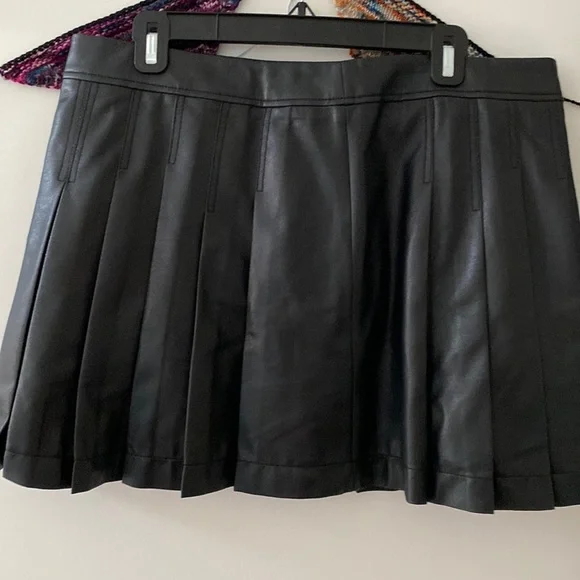 Bcbg black leather skirt top